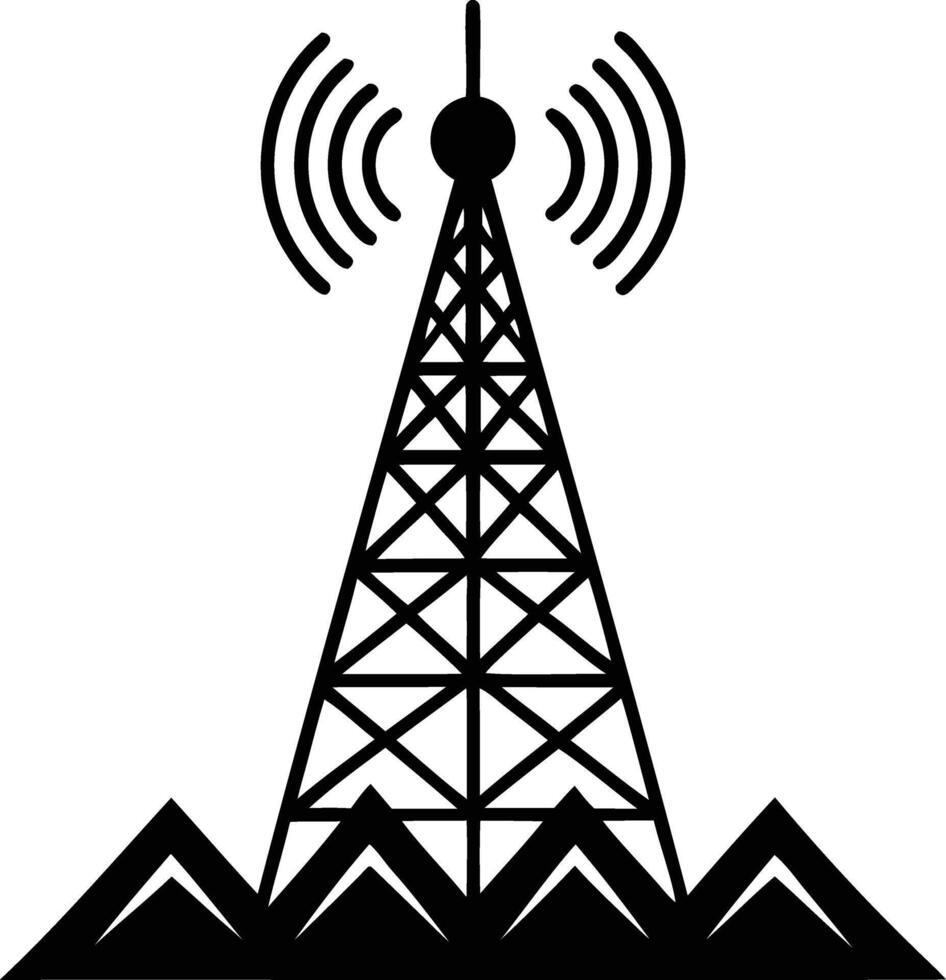 Signal Shadows The Iconic Presence of Transmitting Tower Silhouettes vector