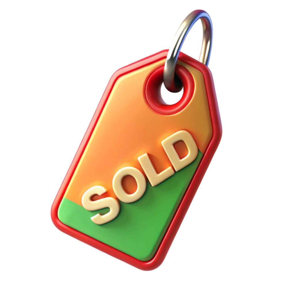 3D Render of a Colorful Sold Tag with Keychain png