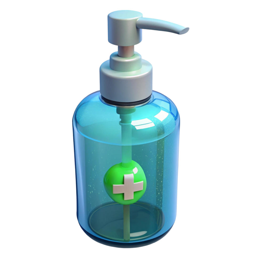 3D Render of a Blue Hand Sanitizer Bottle png