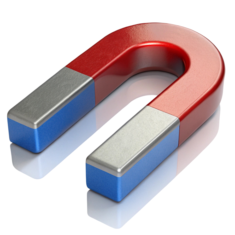 Powerful Horseshoe Magnet with Red, Silver png