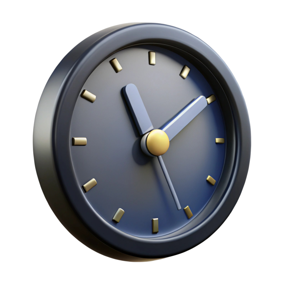 Modern Dark Blue Clock with Gold Accents png