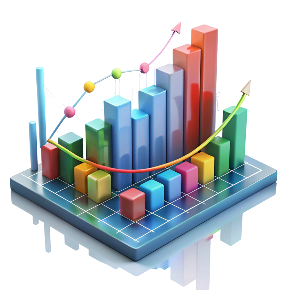 Colorful 3D Bar Graph Illustrating Business png