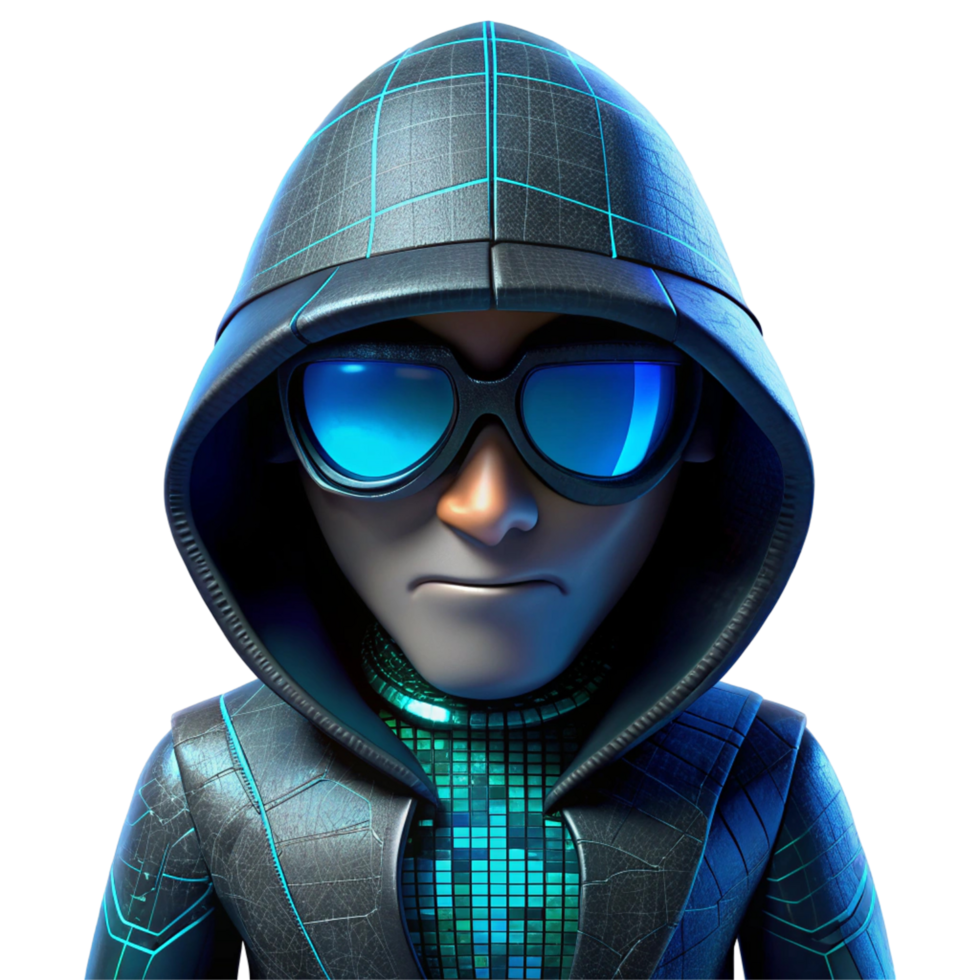Mysterious 3D Render of a Hacker Character png