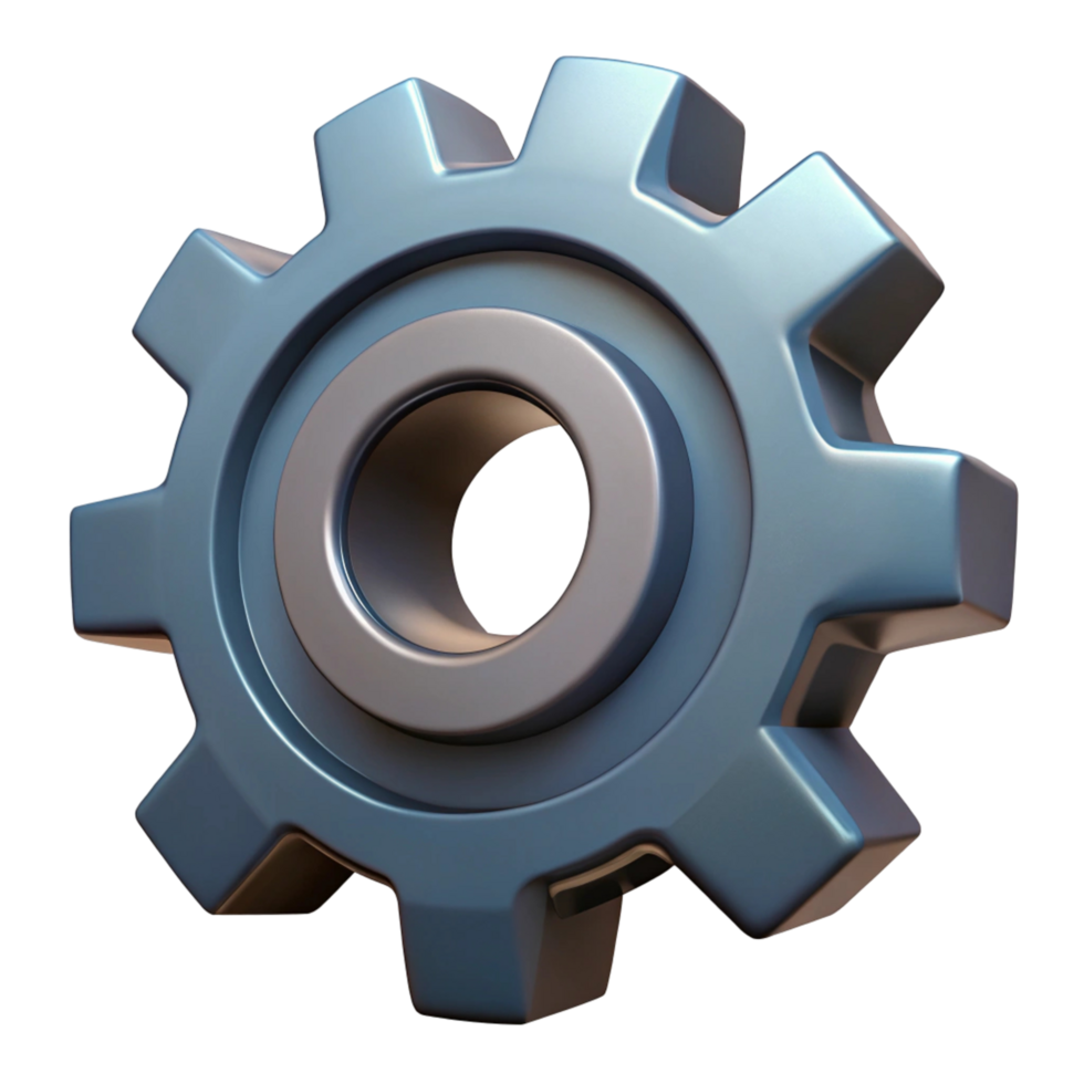 3D Render of a Single Metallic Gear Cog png