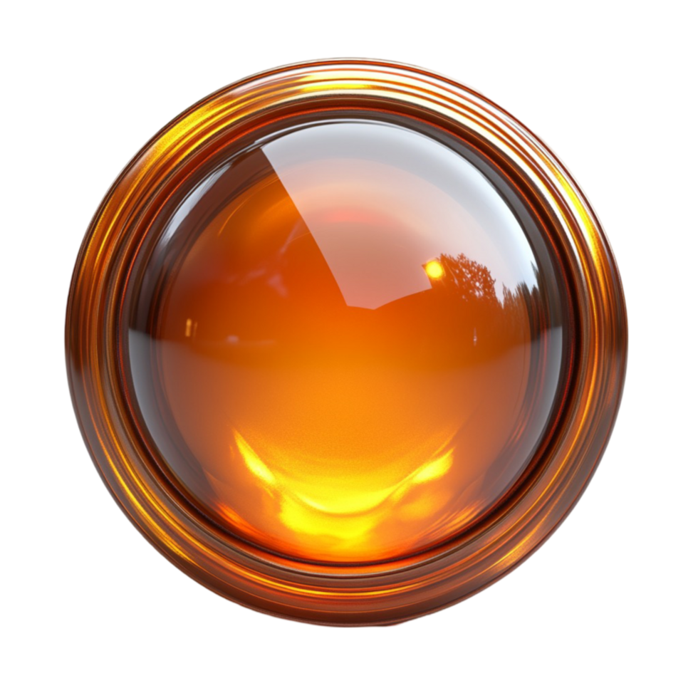 Glossy Orange Button with Reflective Surface png