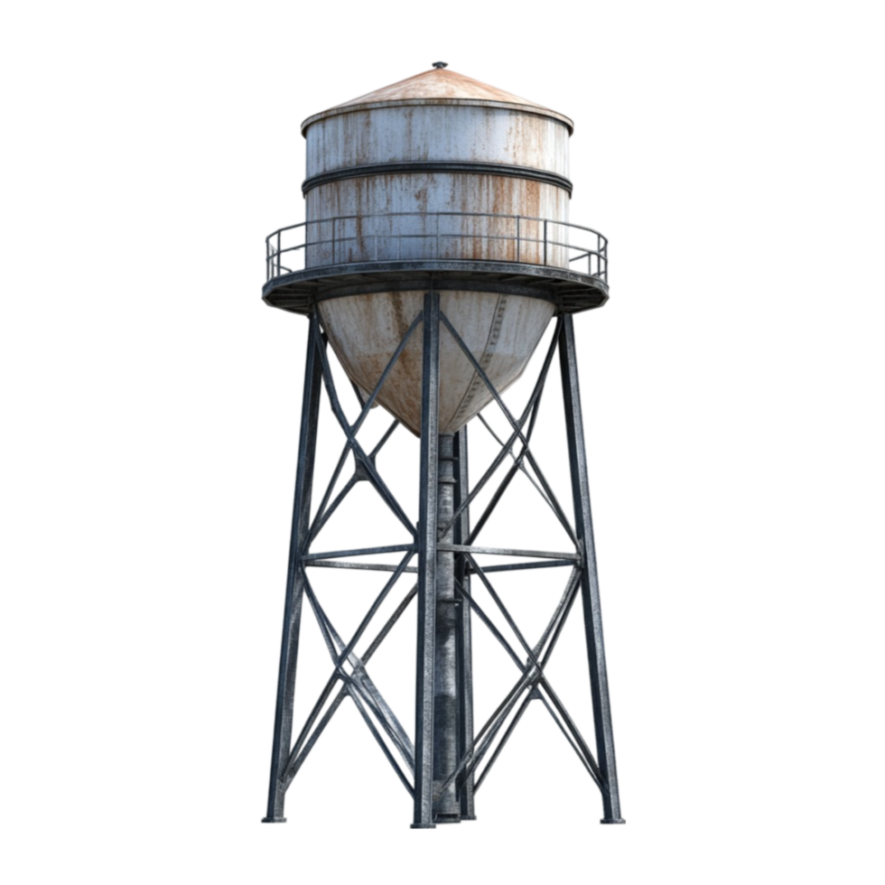 Industrial Metal Water Tower with Steel Structure png