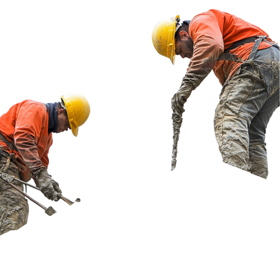 Construction Workers Digging with Heavy Tools png