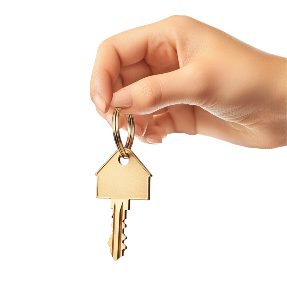 Hand Holding a Gold Key with Simple Design png