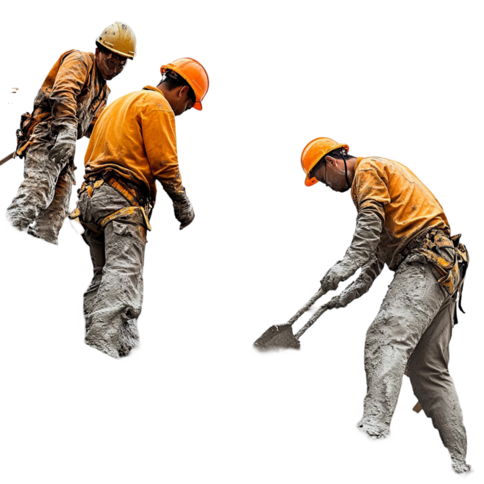 Three Construction Workers at a Site png