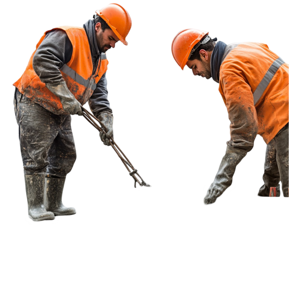 Construction Workers in Safety Vests and Hard Hats on Site png