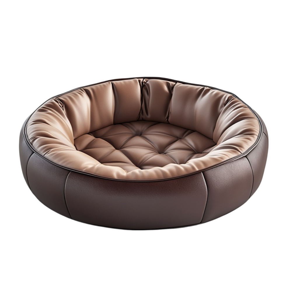 Round Plush Pet Bed with Quilted Pattern and Soft Cushioned Interior png