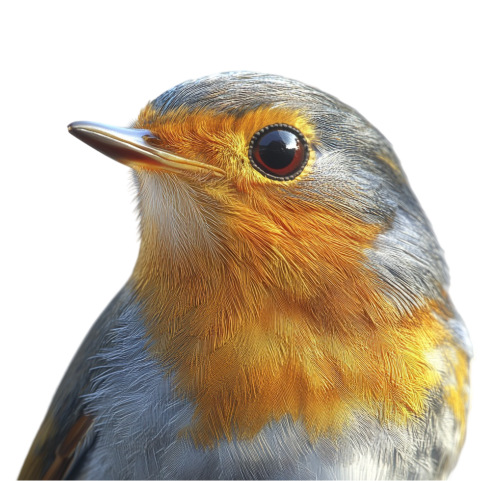 Close-up of a vibrant bird with orange and gray plumage png