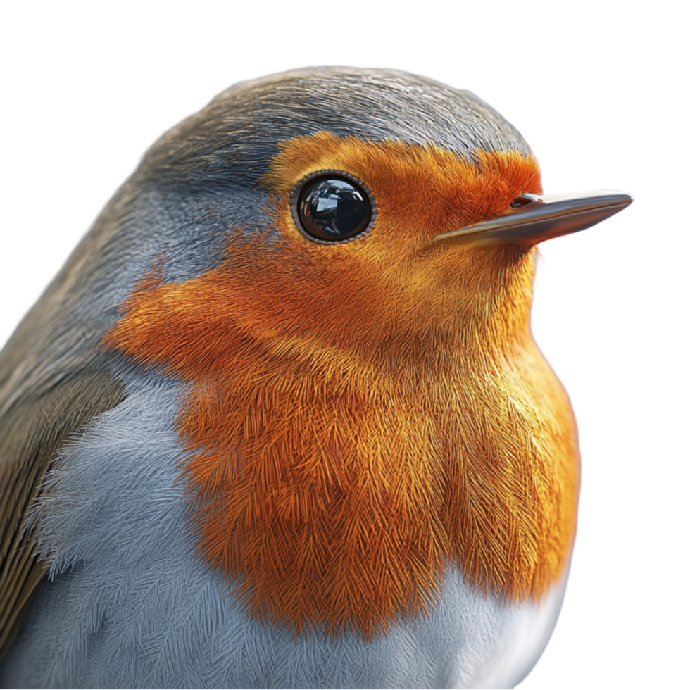 Close-up of a Vibrant Orange and Grey Bird with a Pointed Beak png