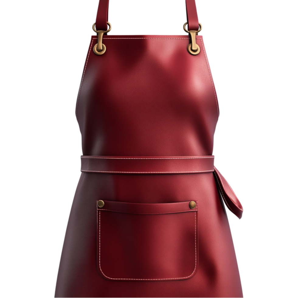 Red Apron with Pocket Hanging Against Transparent Background png