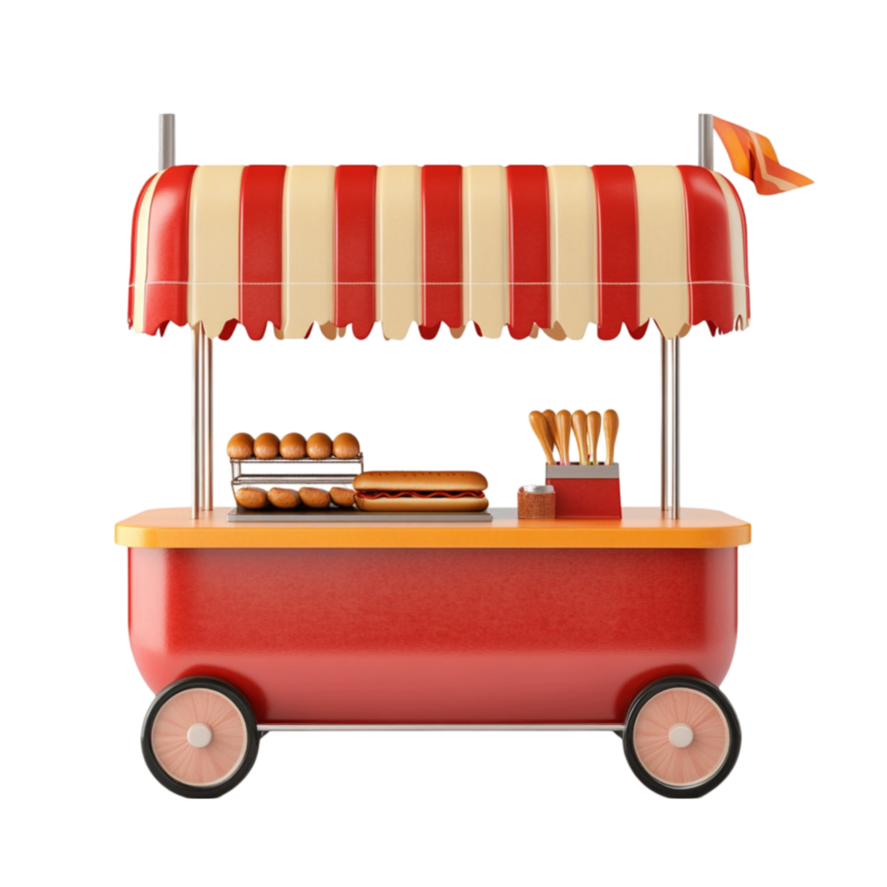 Vintage Ice Cream Street Cart png