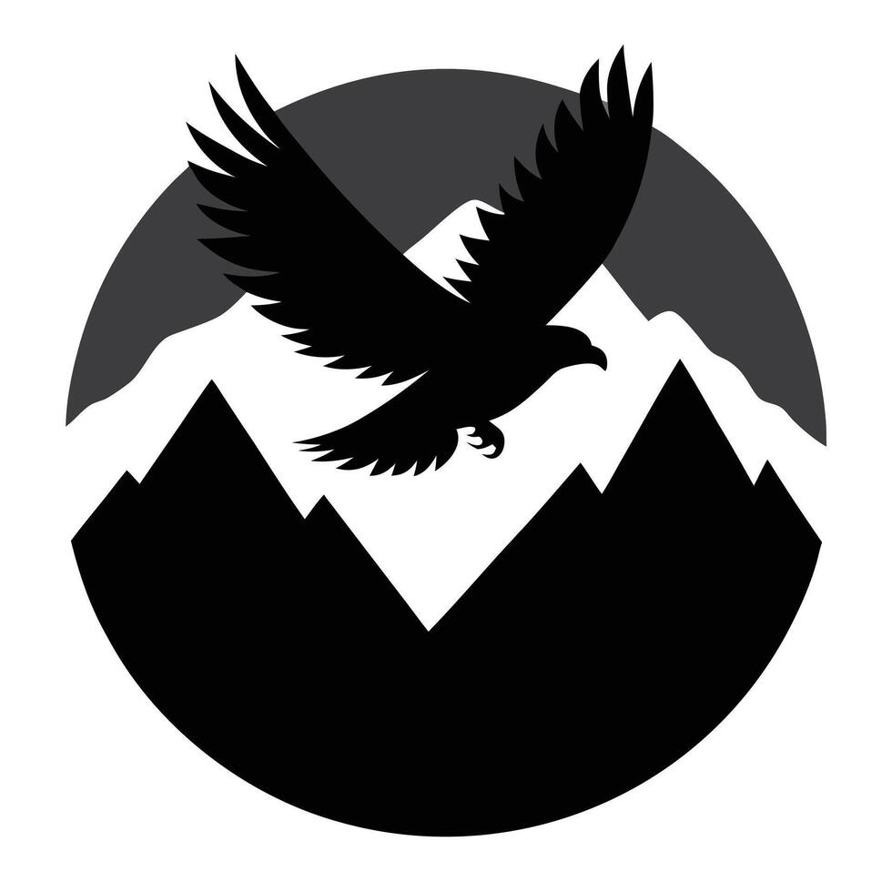 Majestic Eagle Soaring Above Snowy Mountain Peaks vector