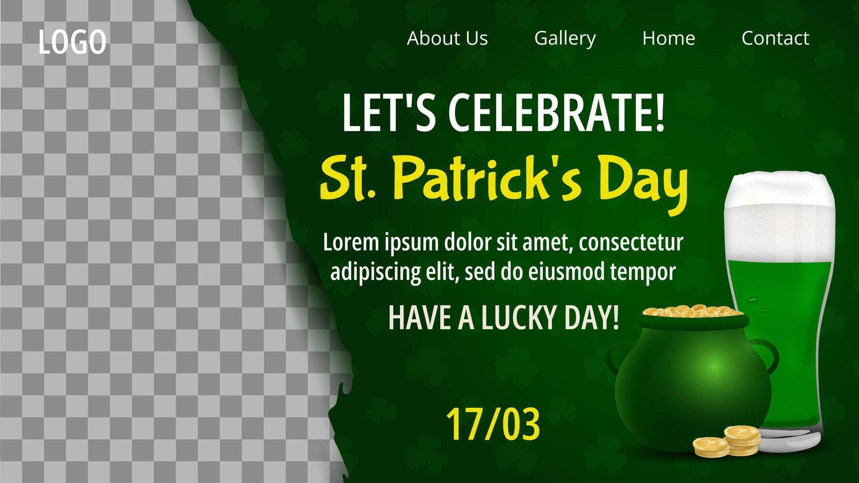 horizontal banner template for st. patrick's day celebration vector