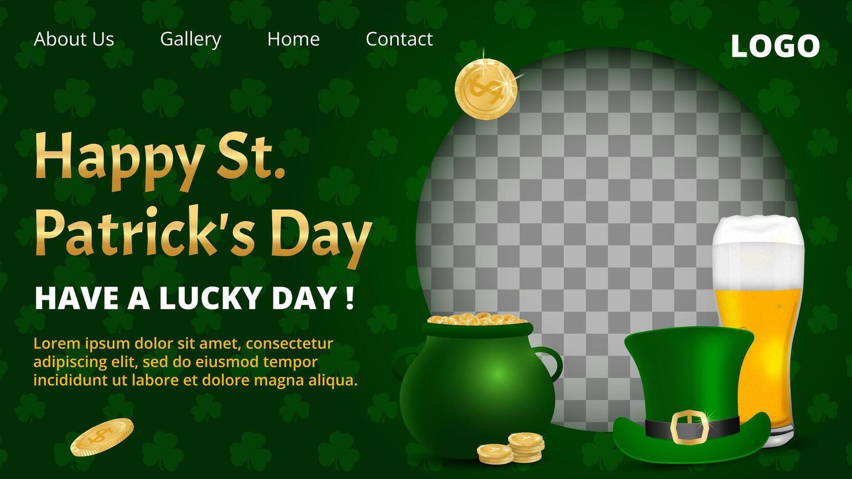 horizontal banner template for st. patrick's day celebration with space for photo vector
