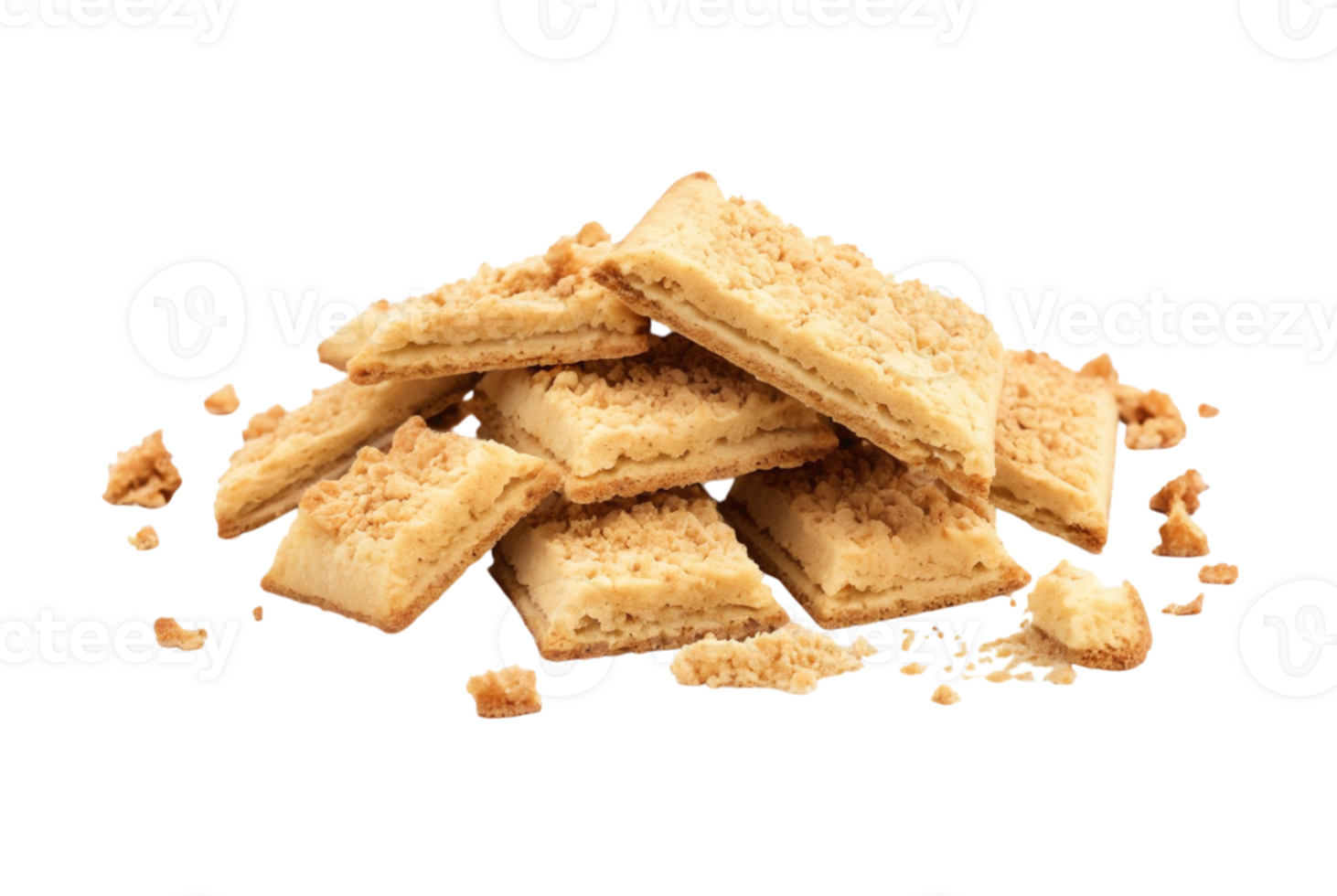 Biscuit broken into pieces all around png