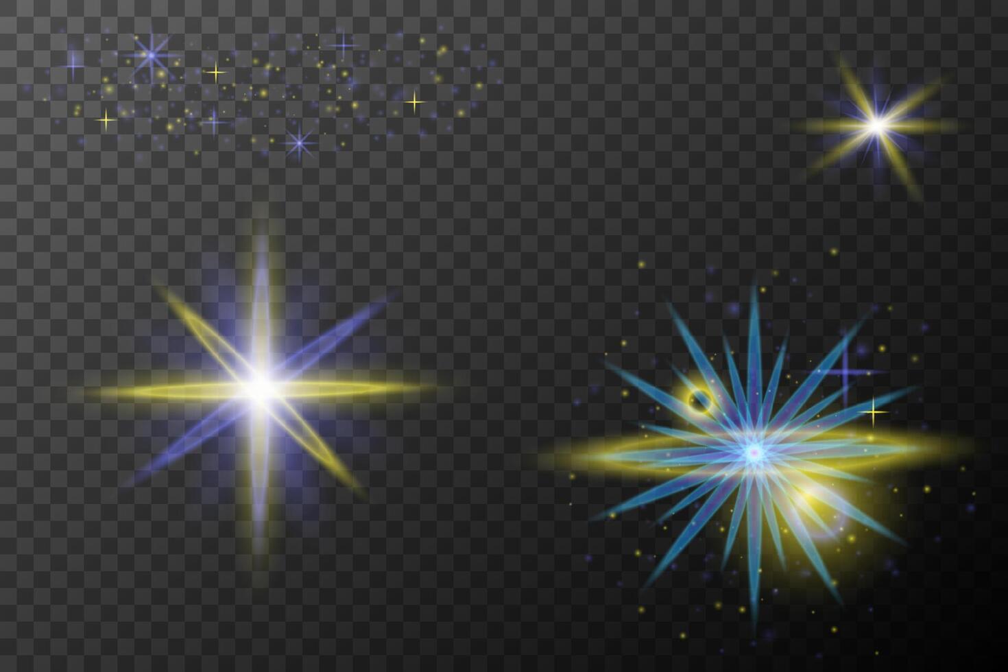 set of golden stars and stars vector