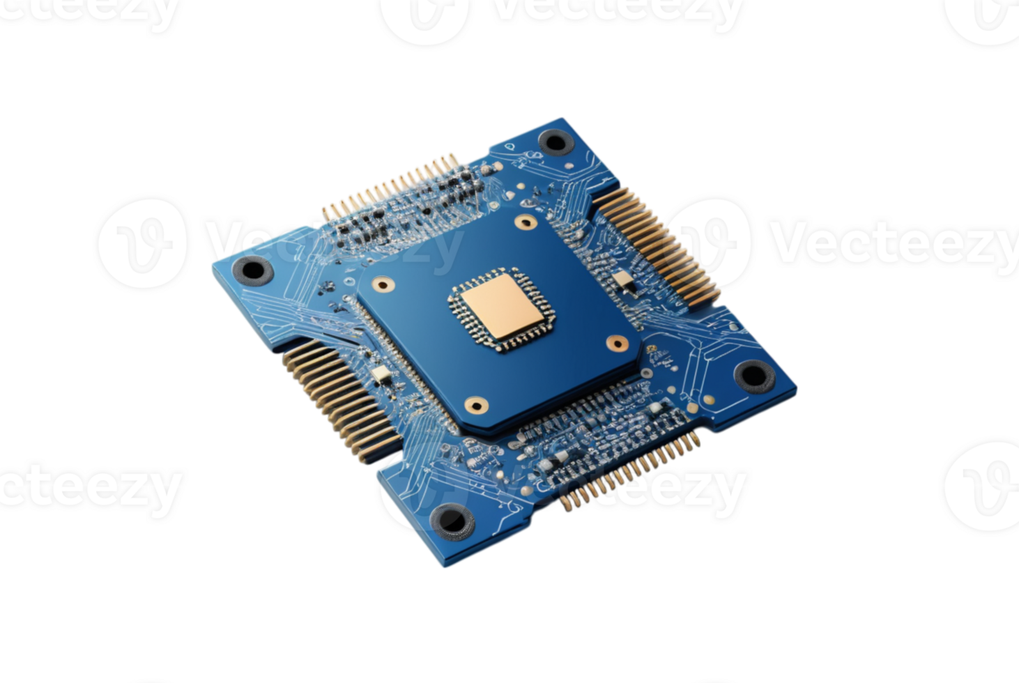 Blue AI chip with circuits in connection driving smart innovations forward png