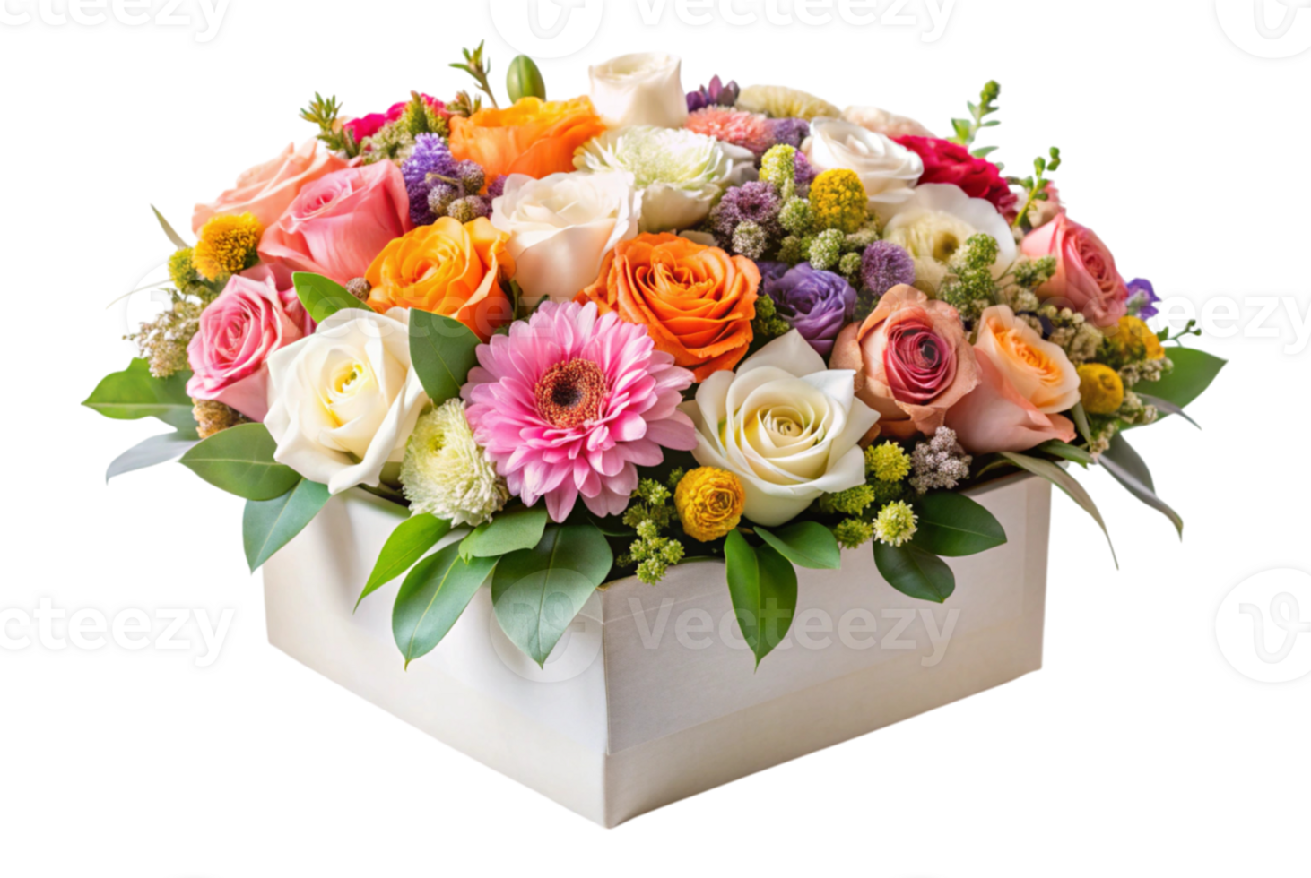 Blissful bouquet box filled with vibrant floral delights png