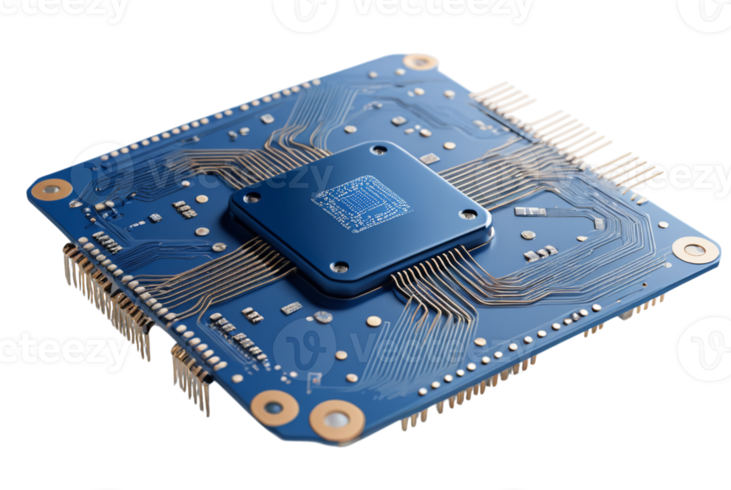 Blue AI chip with circuits in connection enhancing digital performance png