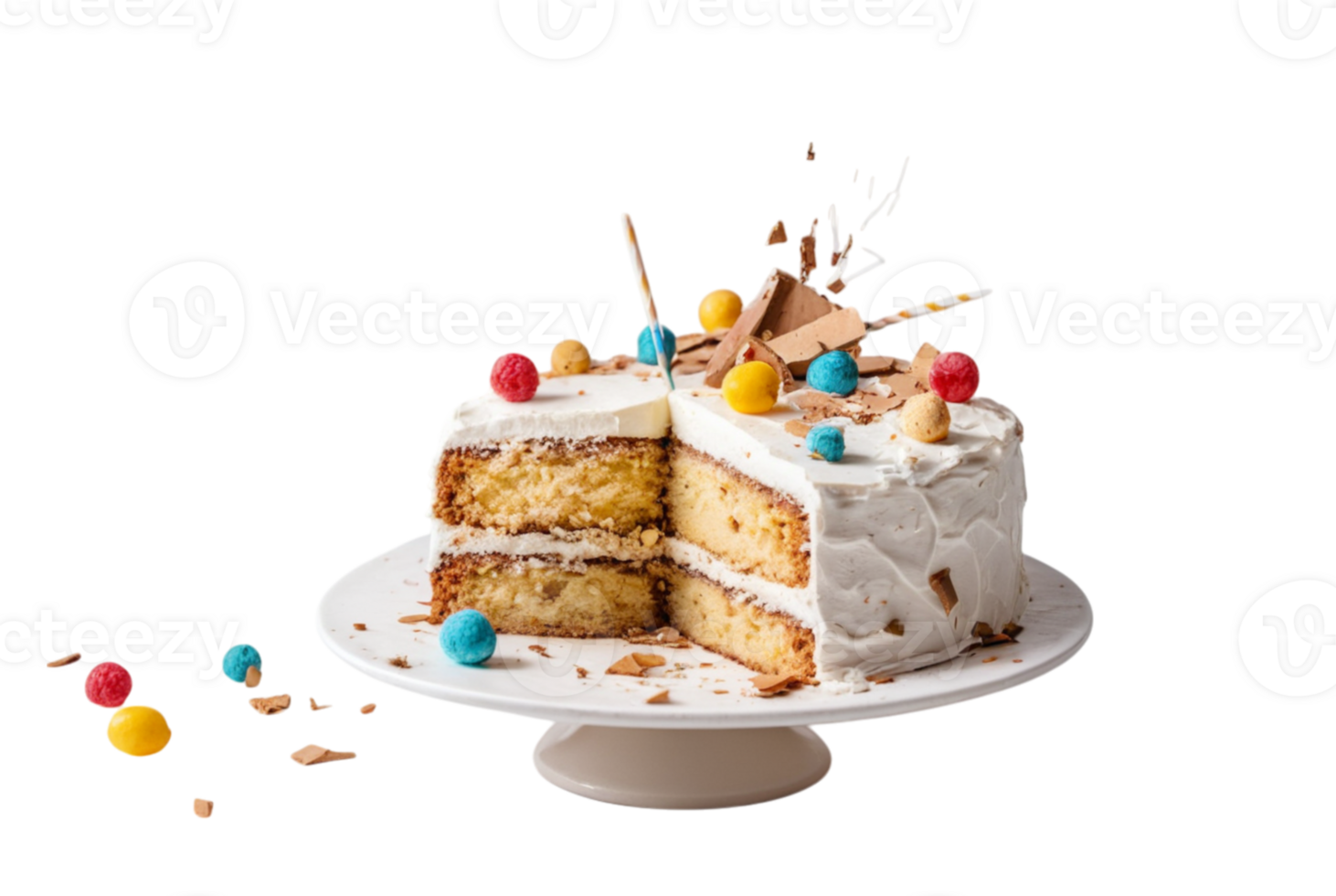 Broken Cake Crumbles on Table png