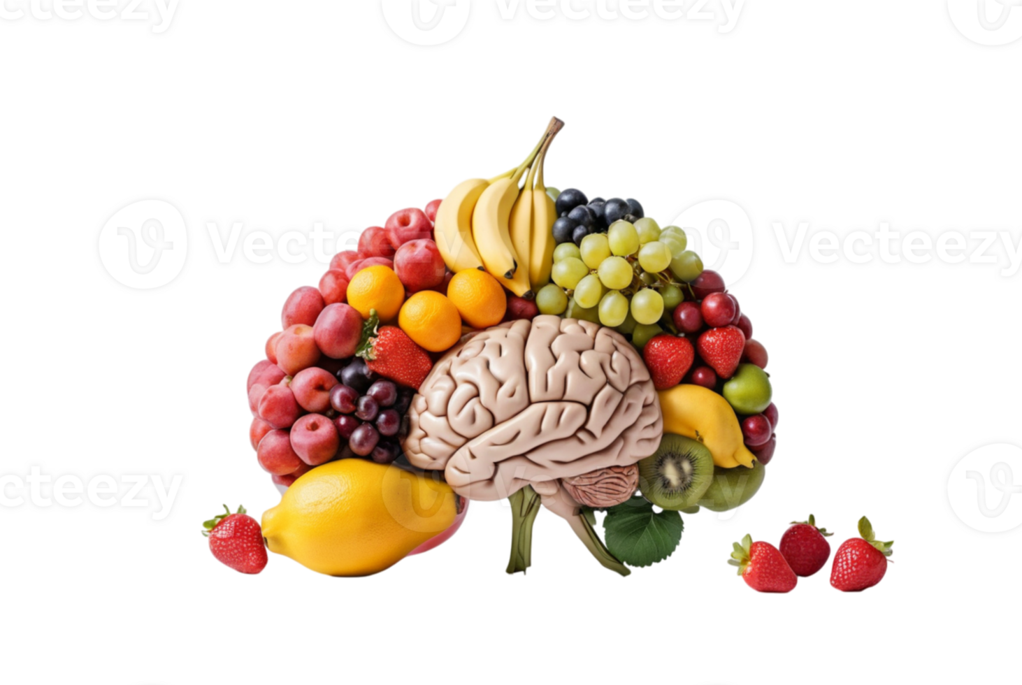 Brain with fruits improves memory png