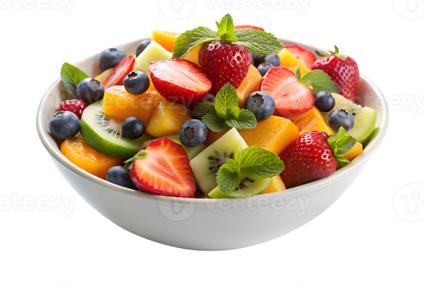 Bowl of fresh sliced fruit colorful and nutritious delight png