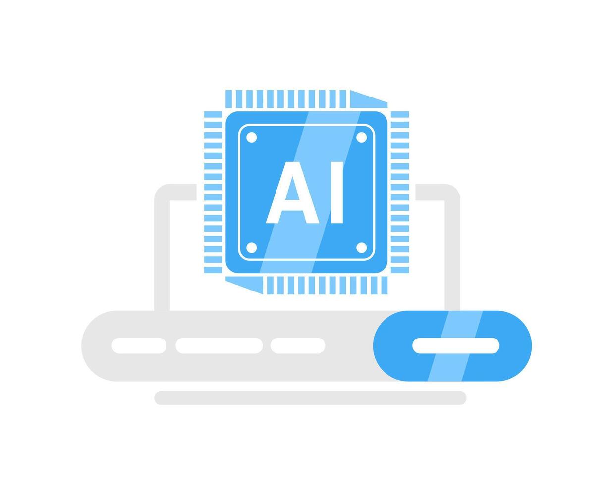 Illustration of artificial intelligence search, neural networks in flat style. vector