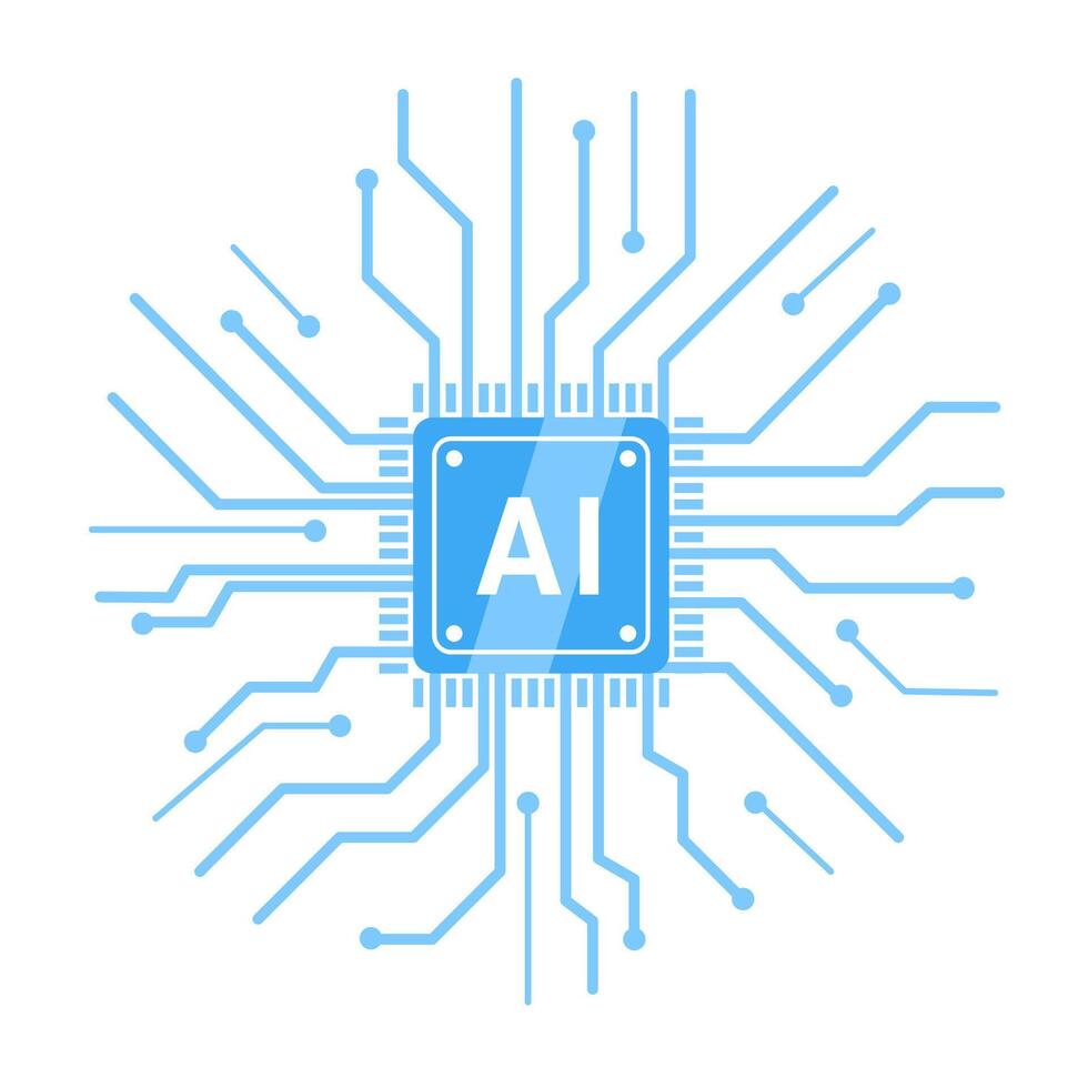 Illustration of artificial intelligence, neural networks vector