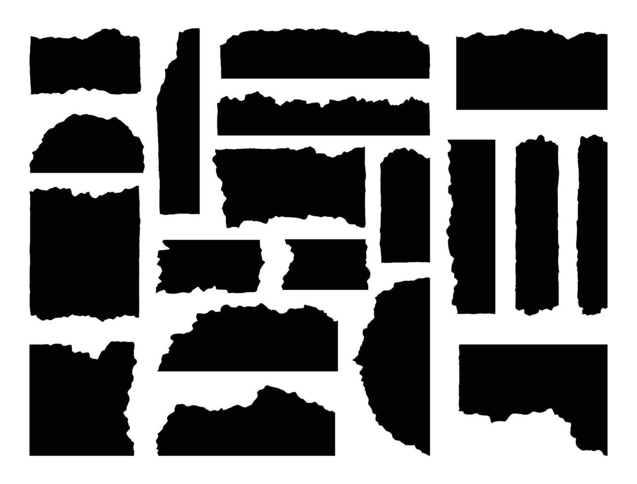 Ripped paper element set. Torn notepaper texture design collection. vector