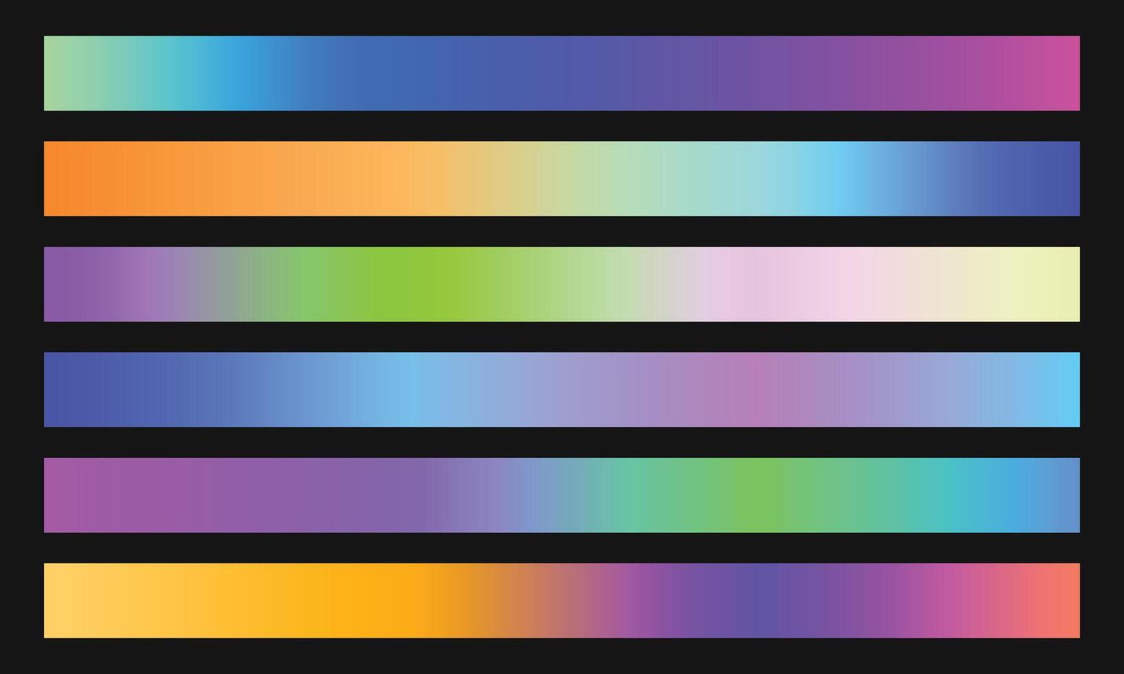 Gradient color palette set. Colorful swatches element bundle. vector