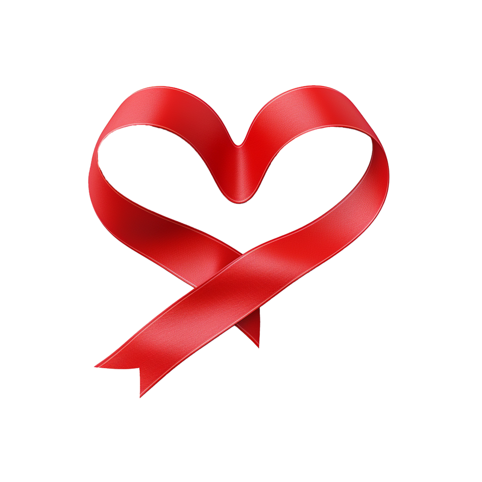Red ribbon heart shape love symbol Valentines Day romantic gift png