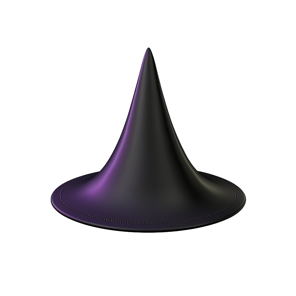 Witchs hat Halloween magic pointed cone black purple 3D render png
