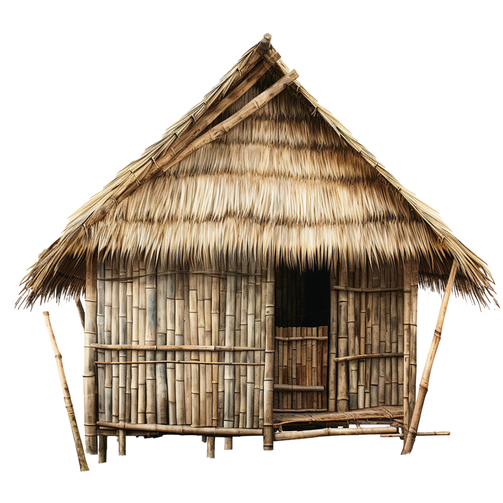 Bamboo Hut Thatched Roof Tropical Home Simple Shelter, png
