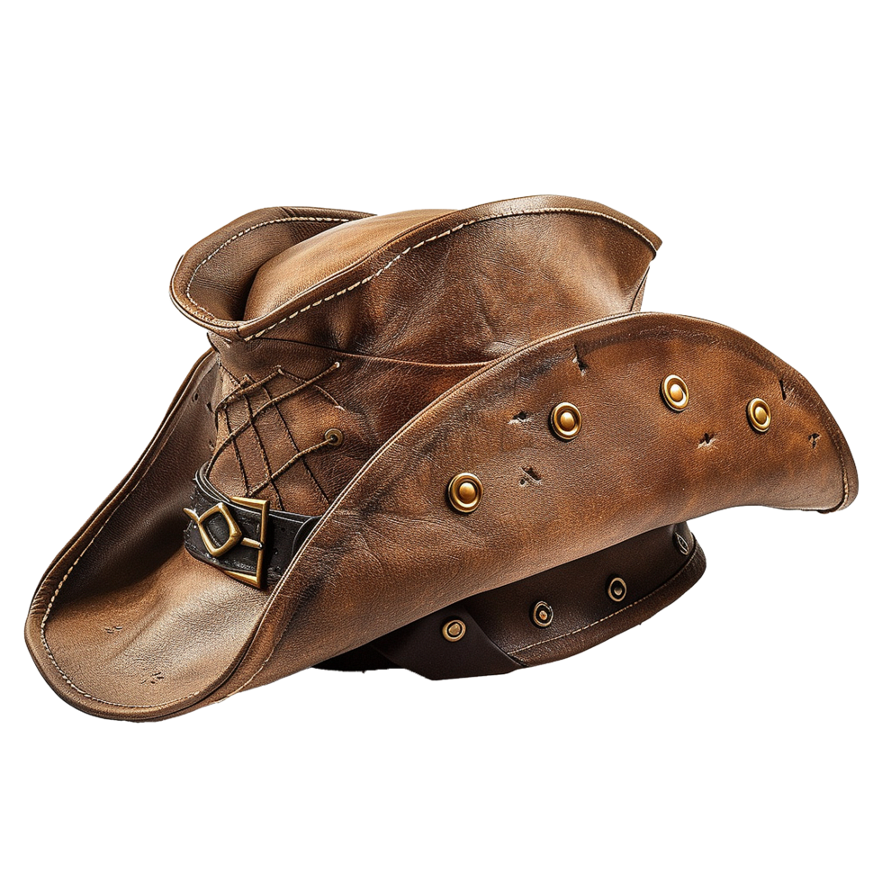 Brown Leather Steampunk Hat Unique Design Fashion Accessory png