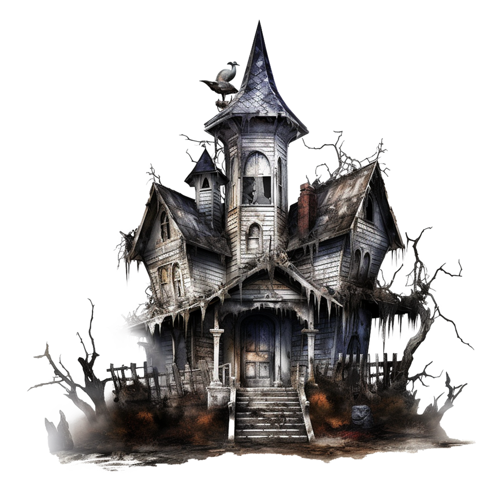 Haunted House Spooky Mansion Halloween Horror Scary Decaying Eerie png
