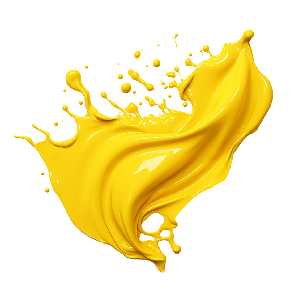 Vibrant Yellow Paint Splash Dynamic Flowing Design png