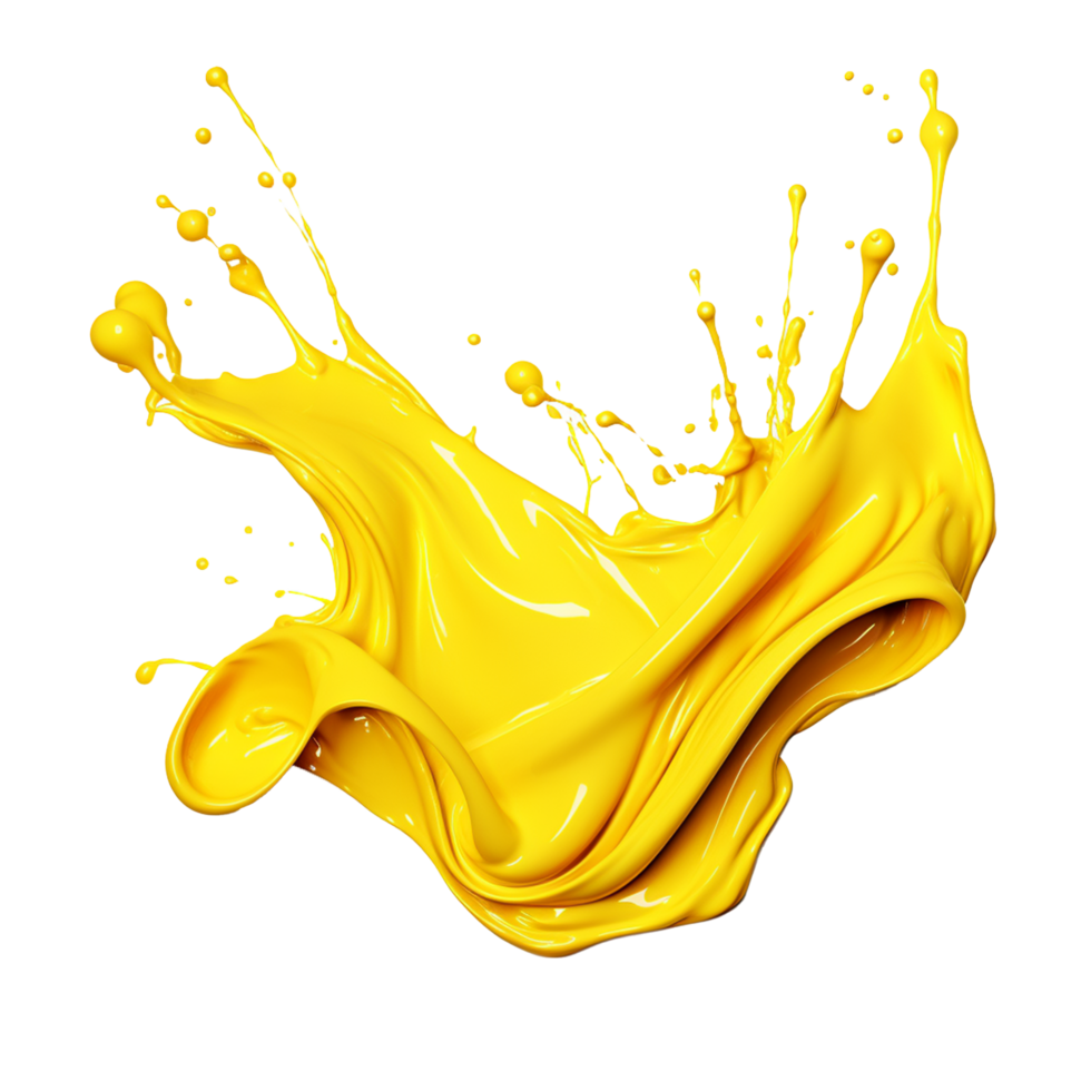 Yellow paint splash vibrant color explosion dynamic fluidity, png