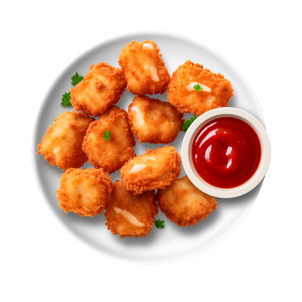 Crispy Chicken Nuggets with Ketchup Delicious Snack png