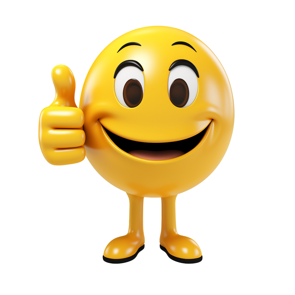 Happy emoji giving thumbs up positive feedback approval good job well done png