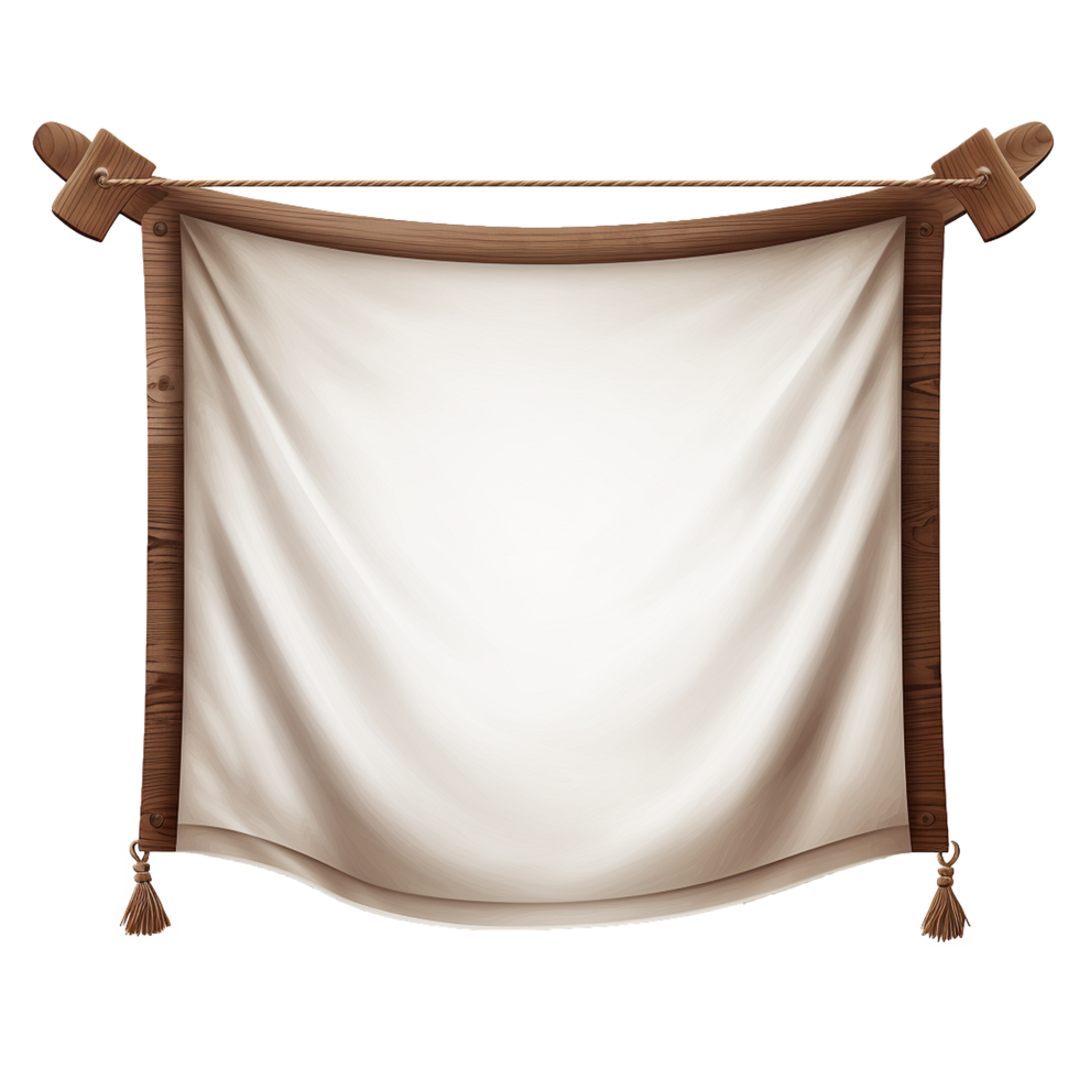 Blank Beige Banner Wooden Frame Hanging Sign png