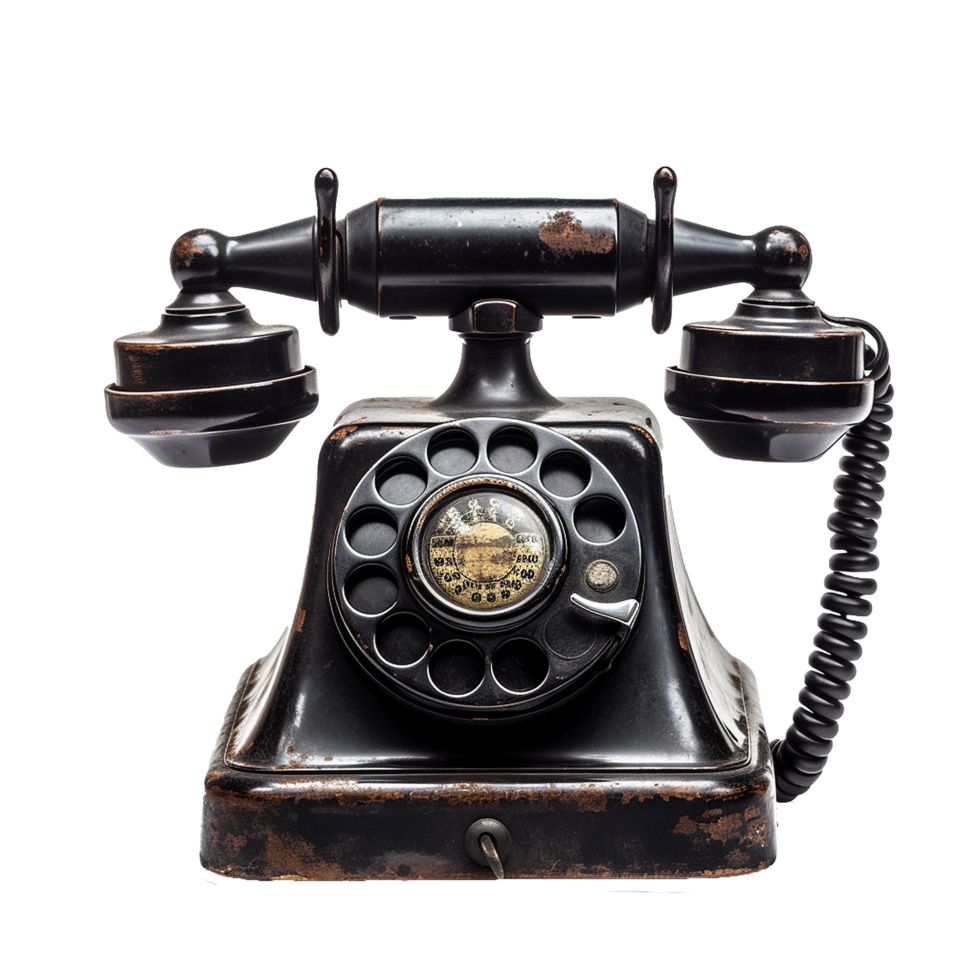 Antique Black Rotary Phone Vintage Technology Communication Device png