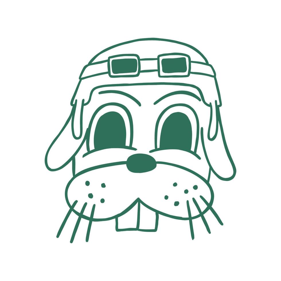 rabbit pilot cartoon character illustration vector