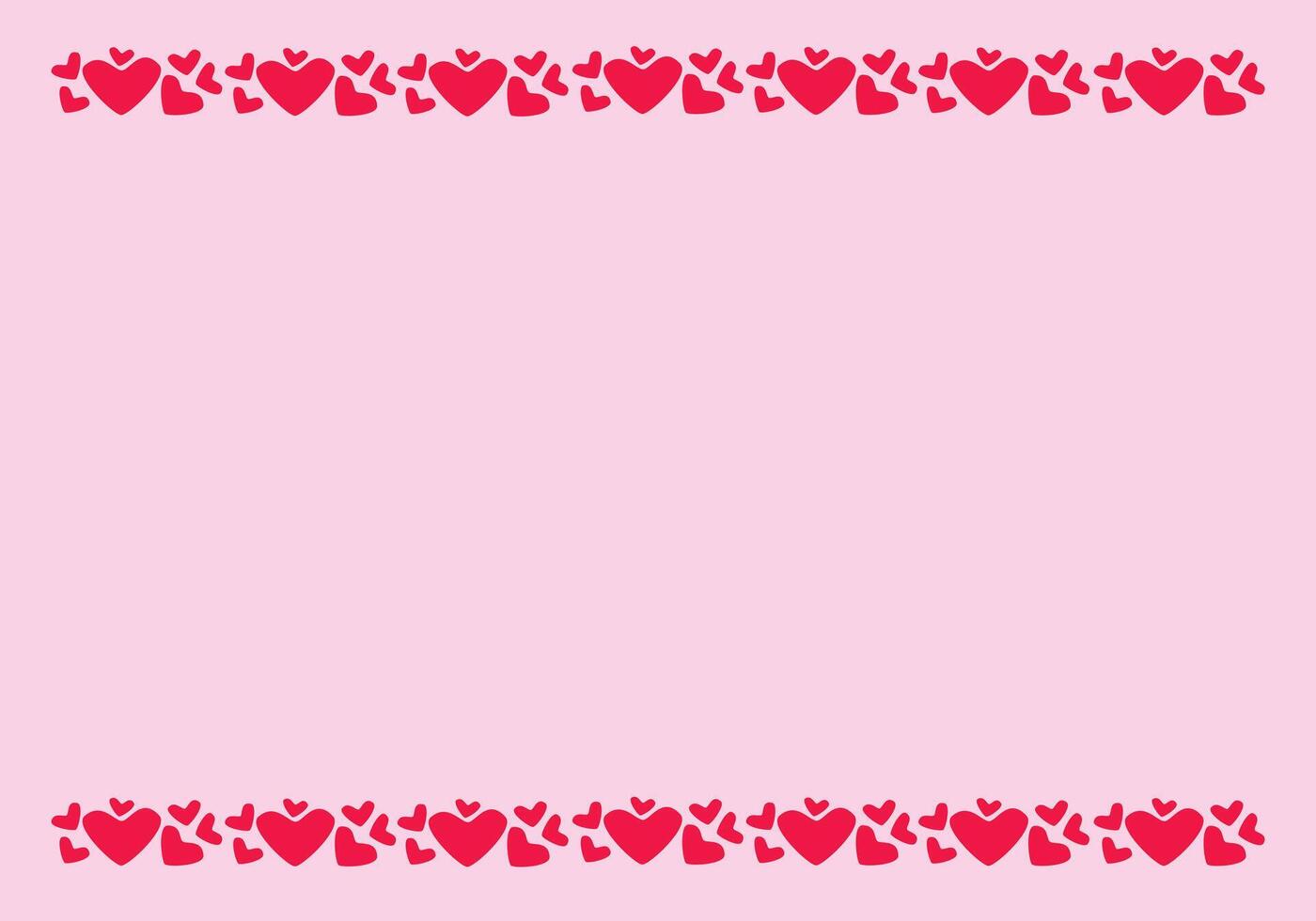 Pink horizontal romantic background with frame of hearts vector