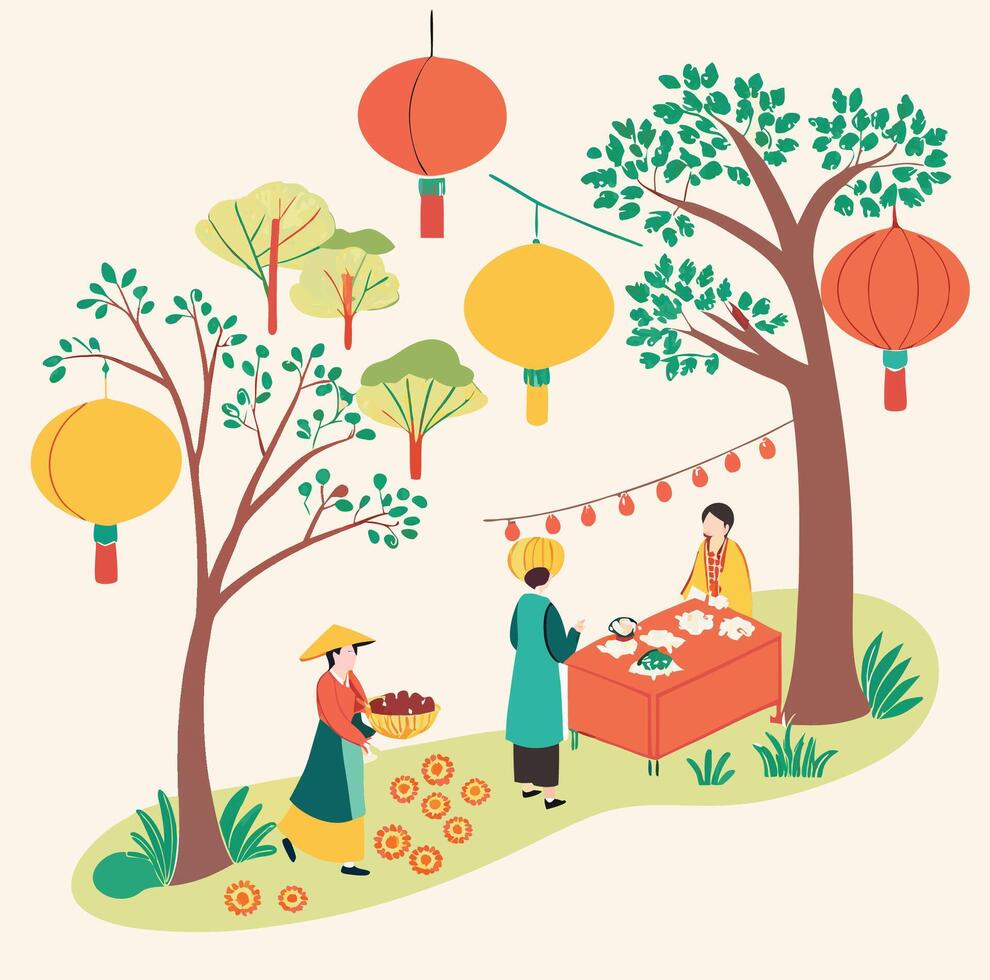 Vietnamese new year creative ideas vector