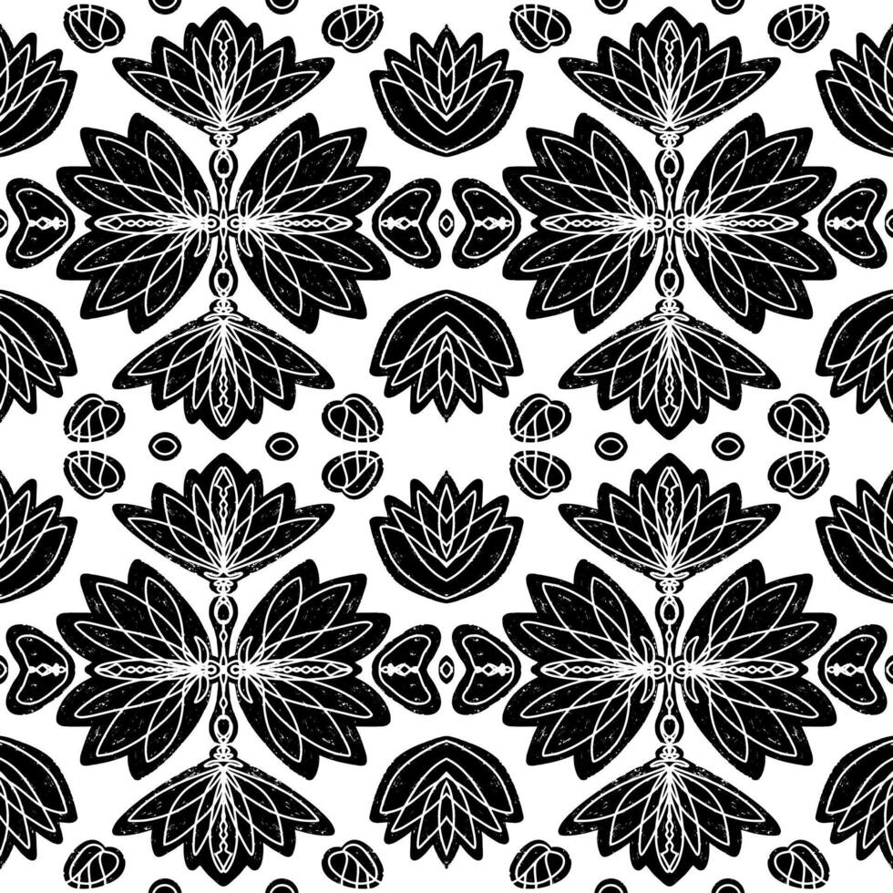 a black and white, floral pattern vector