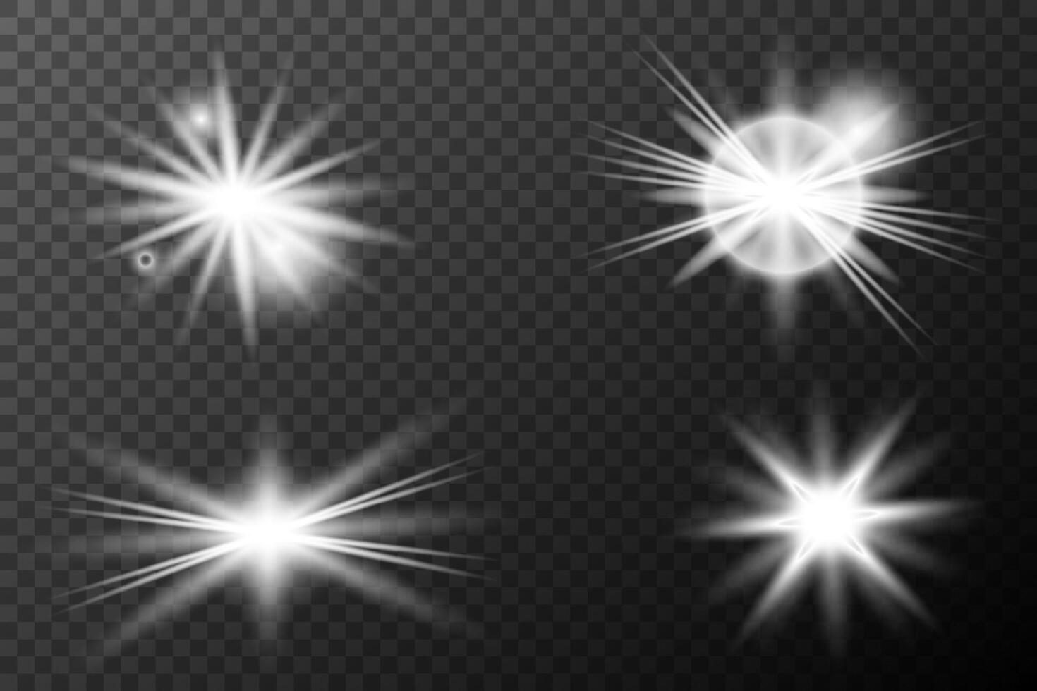 a set of four white light effects vector